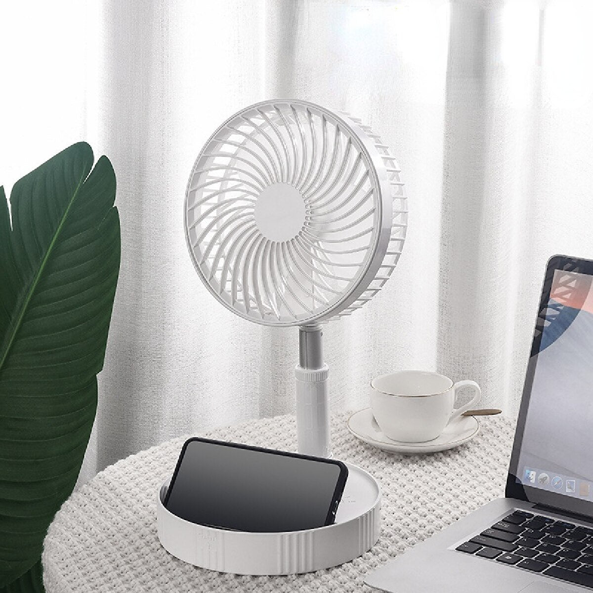 Portable 7200mAh Folding Retractable Floor Low Noise Remote Control Fan Outdoor Rechargeable Summer Fan Bedroom Desk Cooling